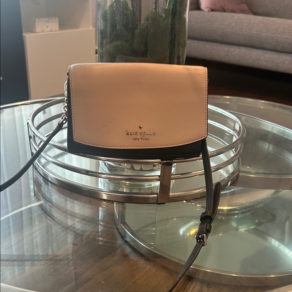 Kate Spade Cream and Black Crossbody Bag with Structured Design